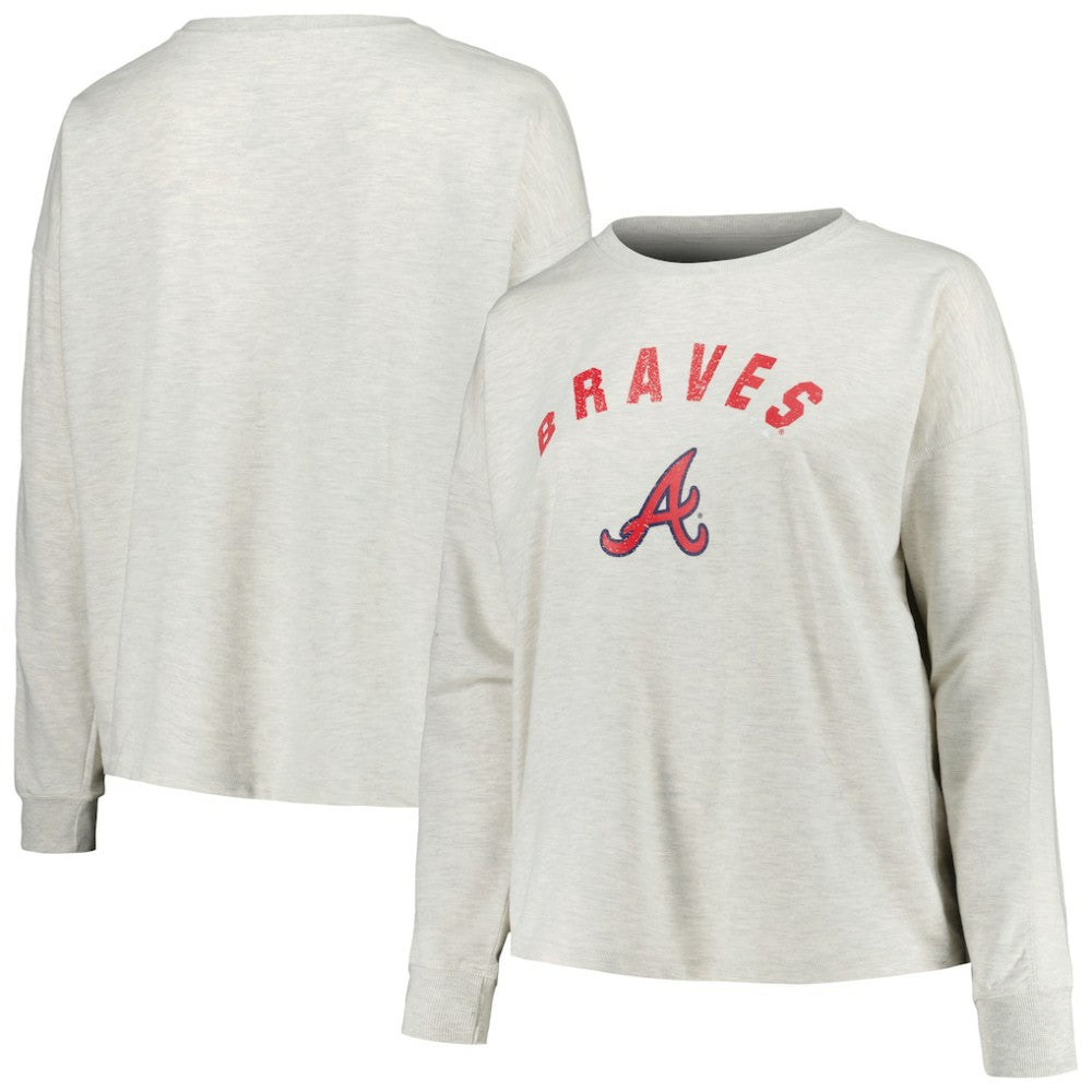 Atlanta Braves Profile Women's Plus Size French Terry Pullover Sweatshirt | MLB Near me