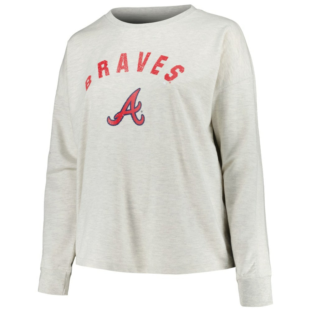 Atlanta Braves Profile Women's Plus Size French Terry Pullover Sweatshirt | MLB Near me
