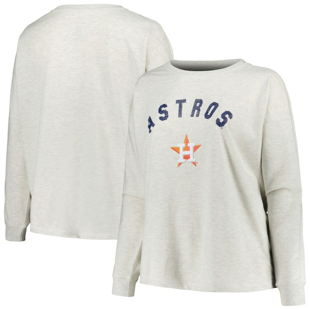 Houston Astros Profile Women's Plus Size French Terry Pullover Sweatshirt | MLB New