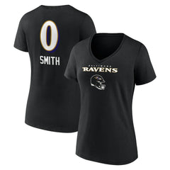 Baltimore Ravens  Roquan Smith  Women's Team Wordmark Player Name & Number V-Neck T-Shirt