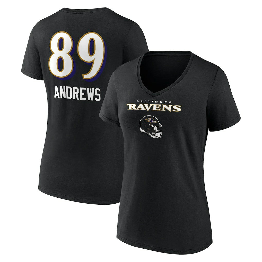 Baltimore Ravens  Mark Andrews  Women's Team Wordmark Player Name & Number V-Neck T-Shirt