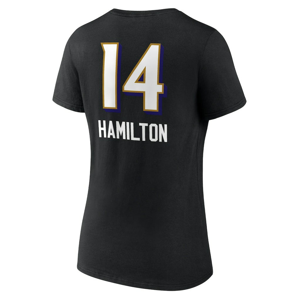 Baltimore Ravens  Kyle Hamilton  Women's Team Wordmark Player Name & Number V-Neck T-Shirt