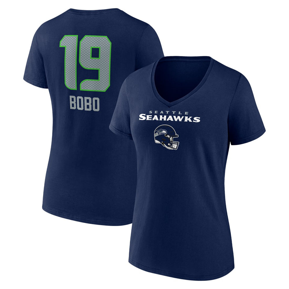 Seattle Seahawks  Jake Bobo  Women's Team Wordmark Player Name & Number V-Neck T-Shirt