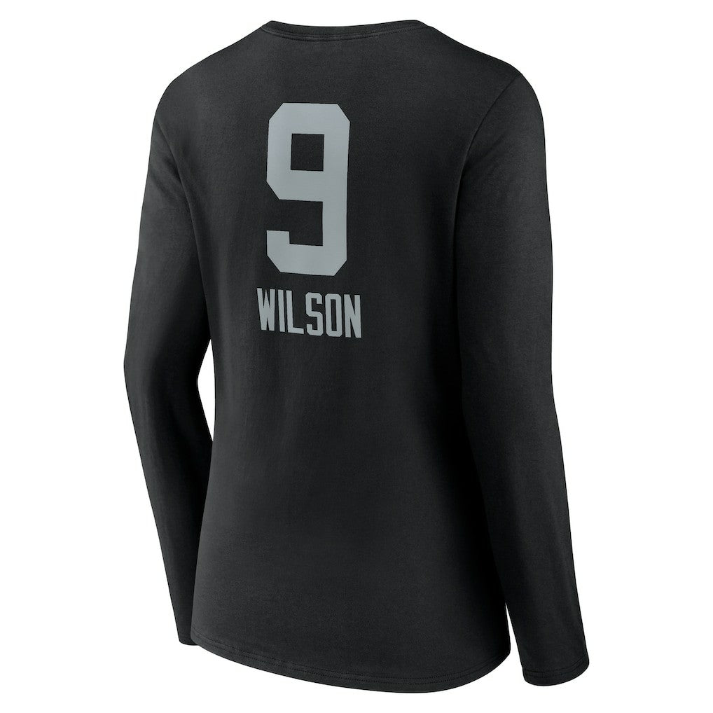 Las Vegas Raiders  Tyree Wilson  Women's Team Wordmark Player Name & Number Long Sleeve V-Neck T-Shirt