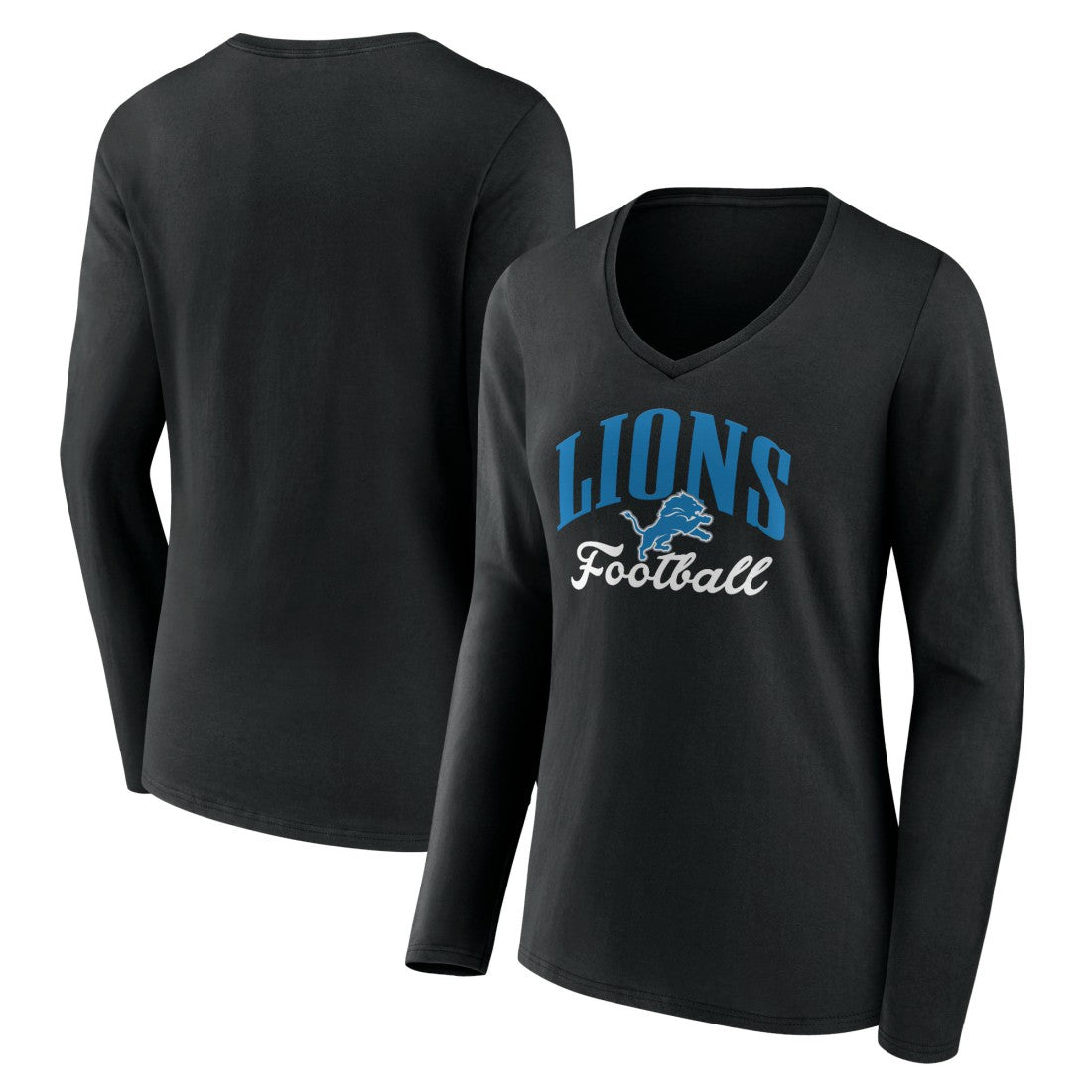 Detroit Lions  Women's Victory Script V-Neck Long Sleeve T-Shirt