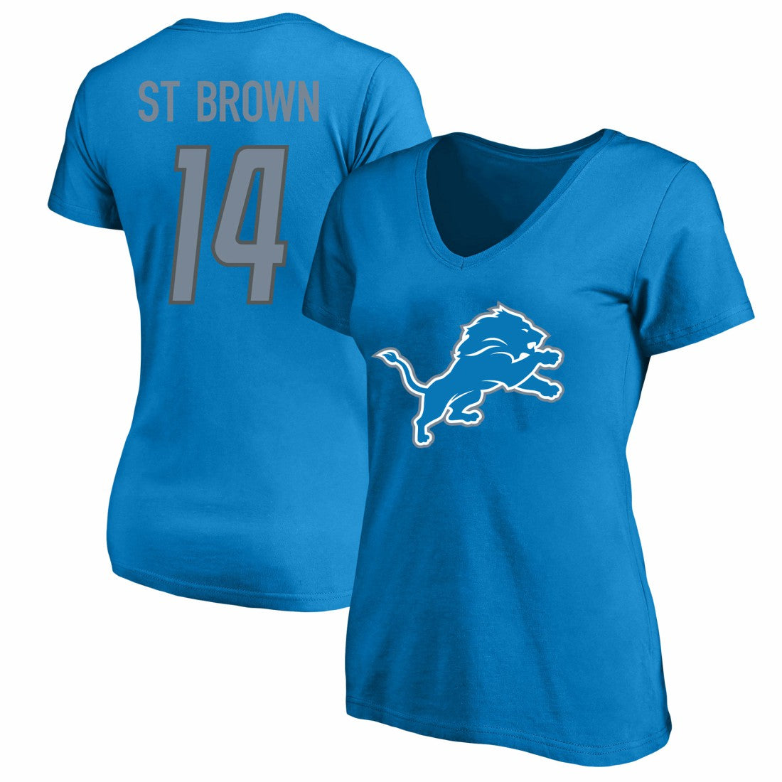 Detroit Lions Fanatics Amon-Ra St. Brown  Women's Plus Size Name & Number V-Neck T-Shirt