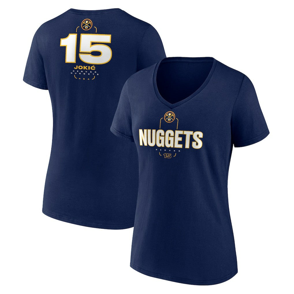 Nikola Jokic Denver Nuggets Women's Behind The Back Name & Number V-Neck T-Shirt sale Online