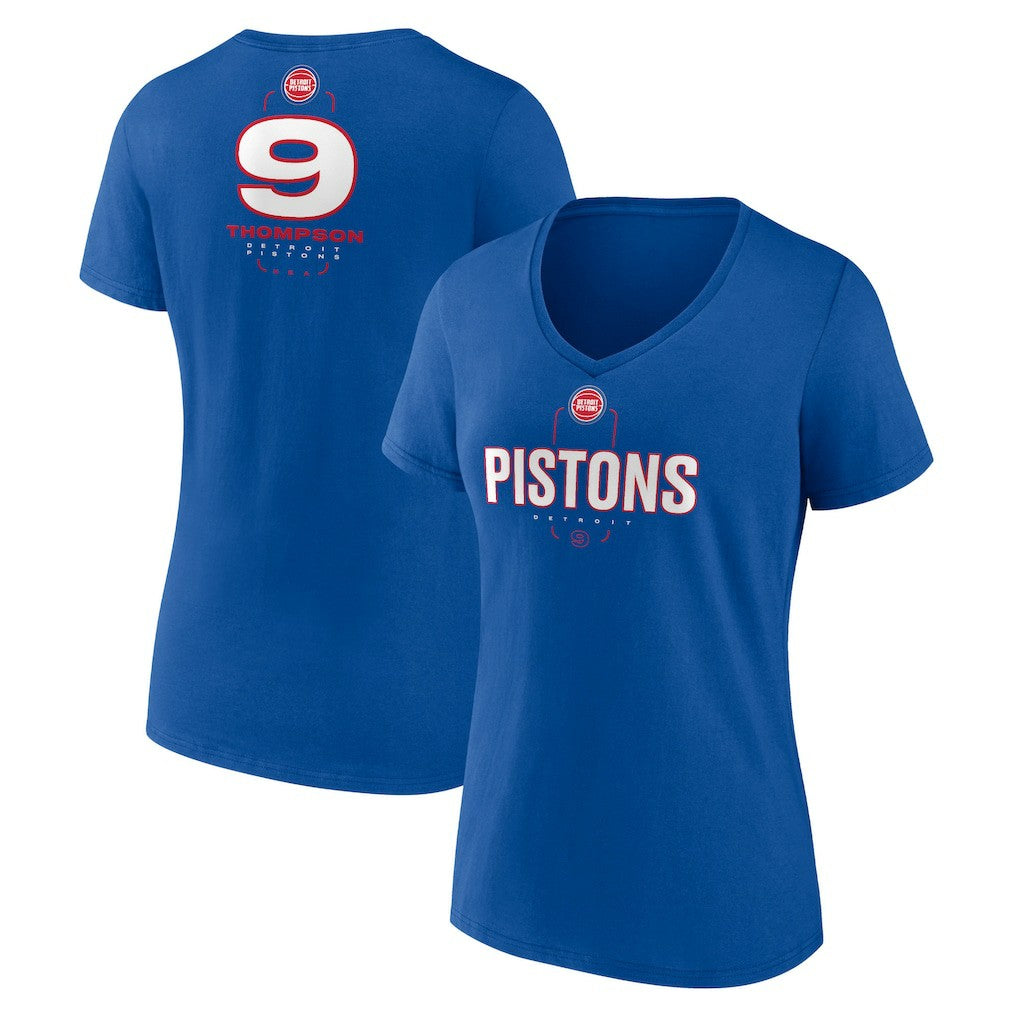 Ausar Thompson Detroit Pistons Women's Behind The Back Name & Number V-Neck T-Shirt sale For Sale
