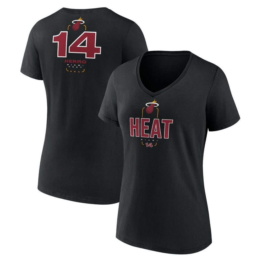 Tyler Herro Miami Heat Women's Behind The Back Name & Number V-Neck T-Shirt Discount