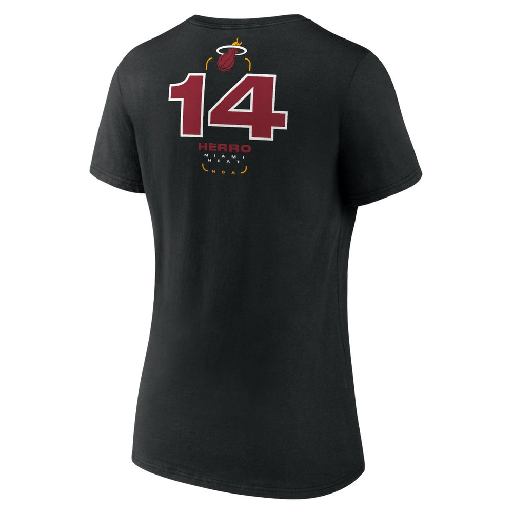 Tyler Herro Miami Heat Women's Behind The Back Name & Number V-Neck T-Shirt Discount