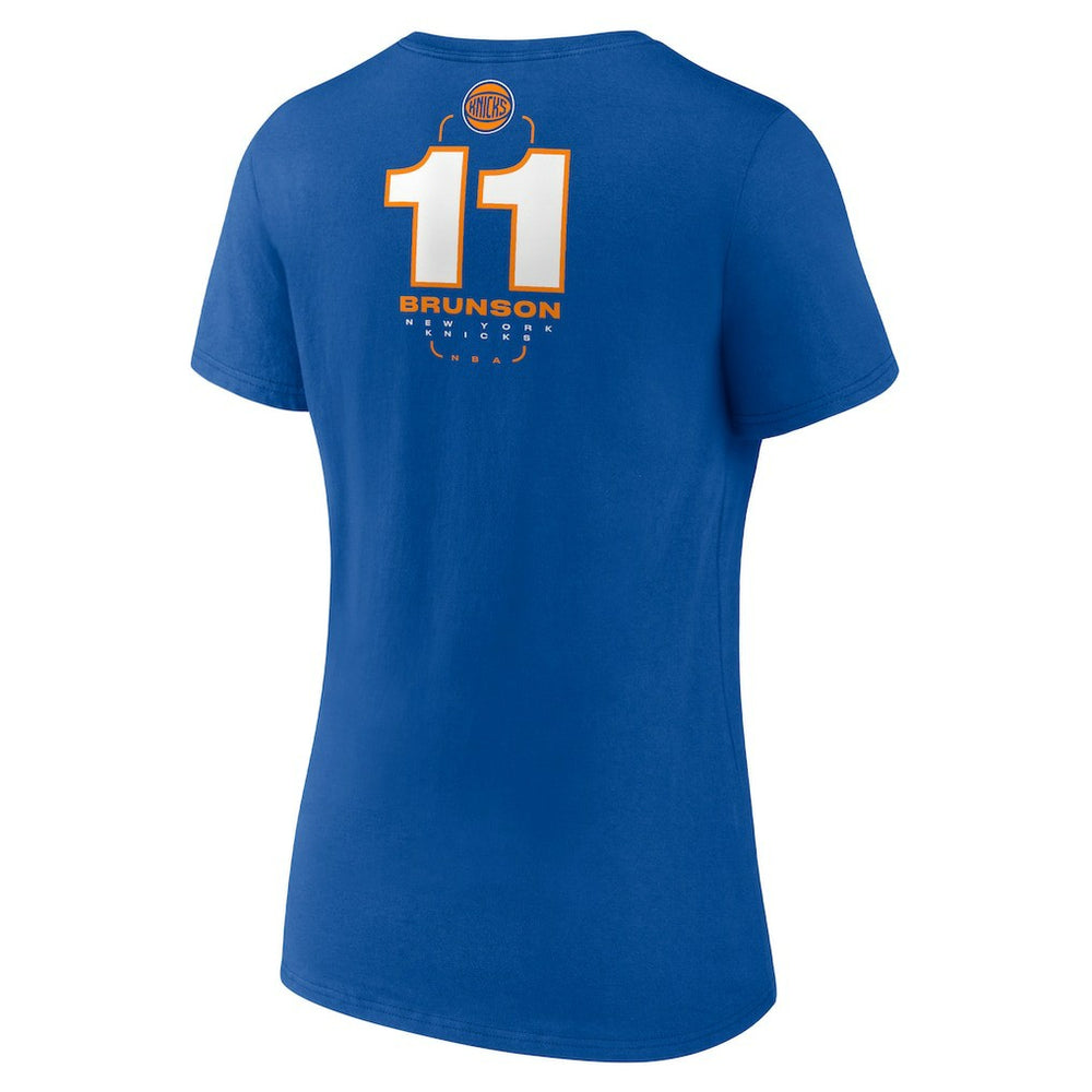 Jalen Brunson New York Knicks Women's Behind The Back Name & Number V-Neck T-Shirt For Sale