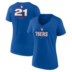 Joel Embiid Philadelphia 76ers Women's Behind The Back Name & Number V-Neck T-Shirt On Sale