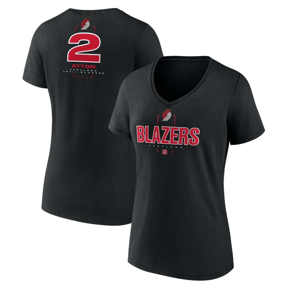 Deandre Ayton Portland Trail Blazers Women's Behind The Back Name & Number V-Neck T-Shirt For Sale