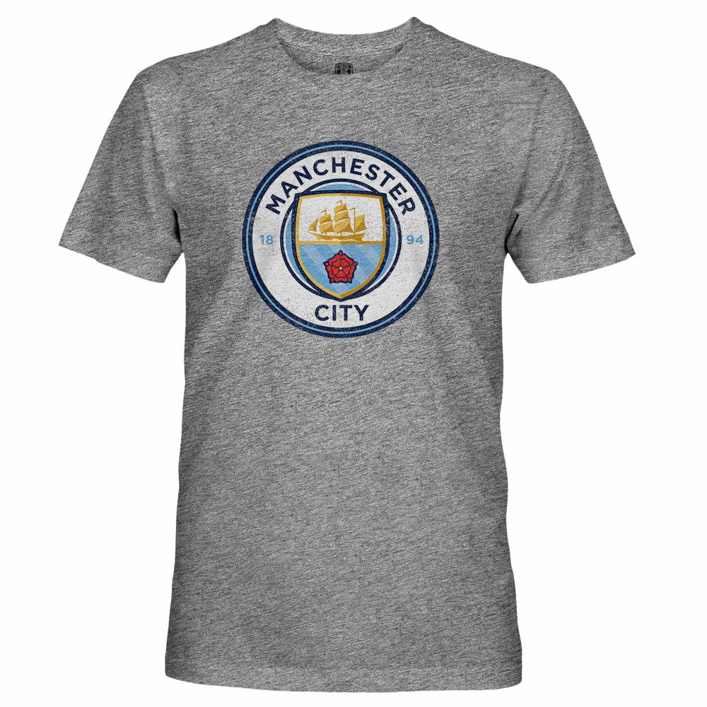 Manchester City 1863FC Tri-Blend Color Crest T-Shirt Heather Gray