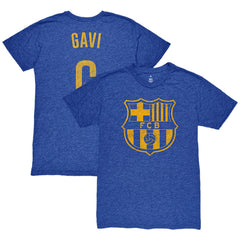 Gavi Barcelona 1863FC Player Name & Number Twisted Tri-Blend Slub T-Shirt Heather Royal