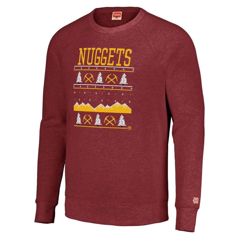 Denver Nuggets Homage Unisex Holiday Tri-Blend Raglan Pullover Sweatshirt sale For Sale