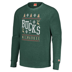 Milwaukee Bucks Homage Unisex Holiday Raglan Pullover Sweatshirt On Sale