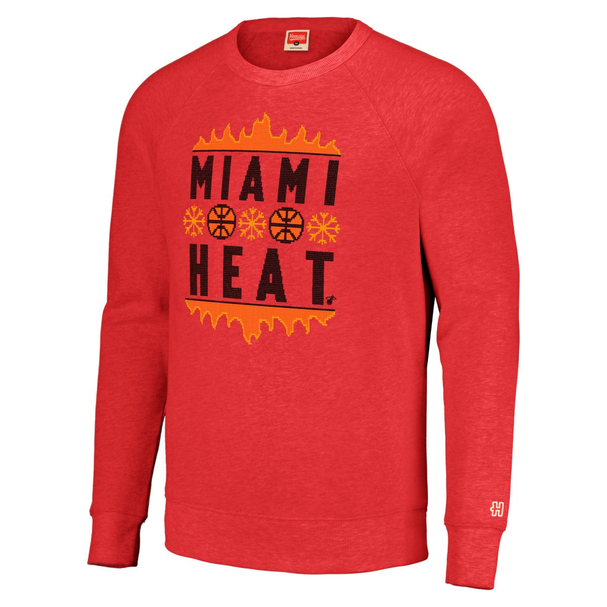 Miami Heat Homage Unisex Holiday Raglan Pullover Sweatshirt New