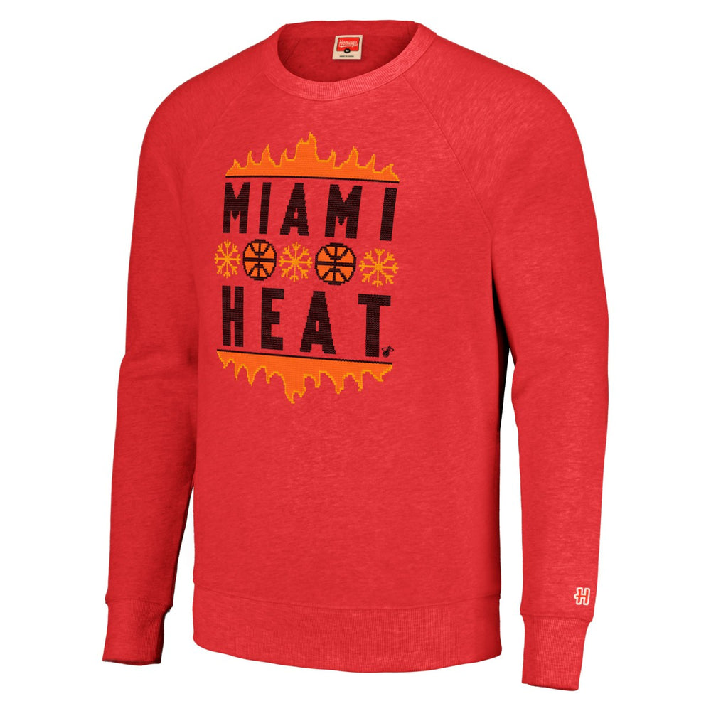 Miami Heat Homage Unisex Holiday Raglan Pullover Sweatshirt New