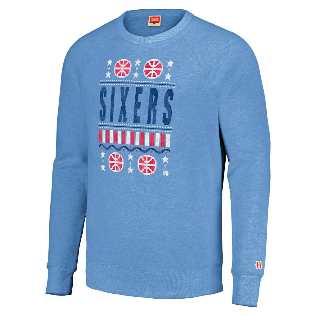 Philadelphia 76ers Homage Unisex Holiday Raglan Pullover Sweatshirt Online