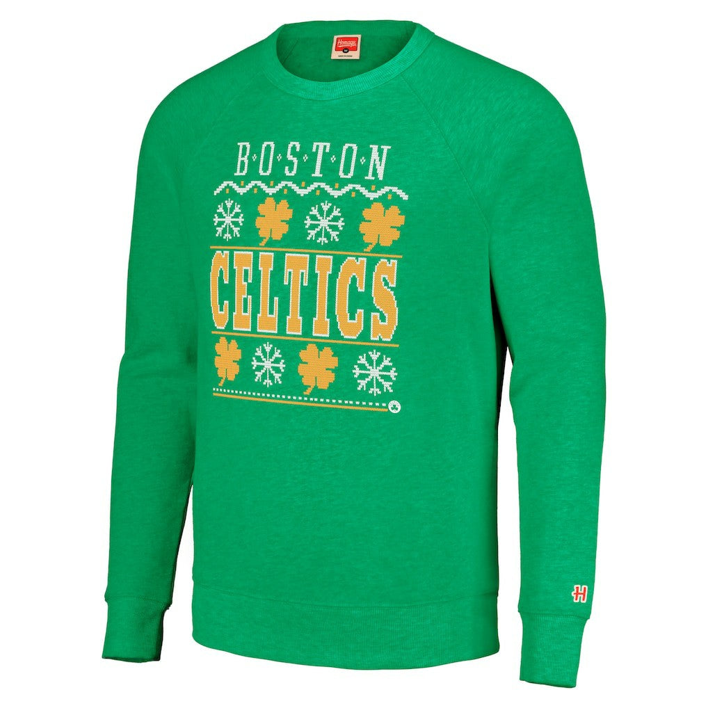 Boston Celtics Homage Unisex Holiday Raglan Pullover Sweatshirt Discount