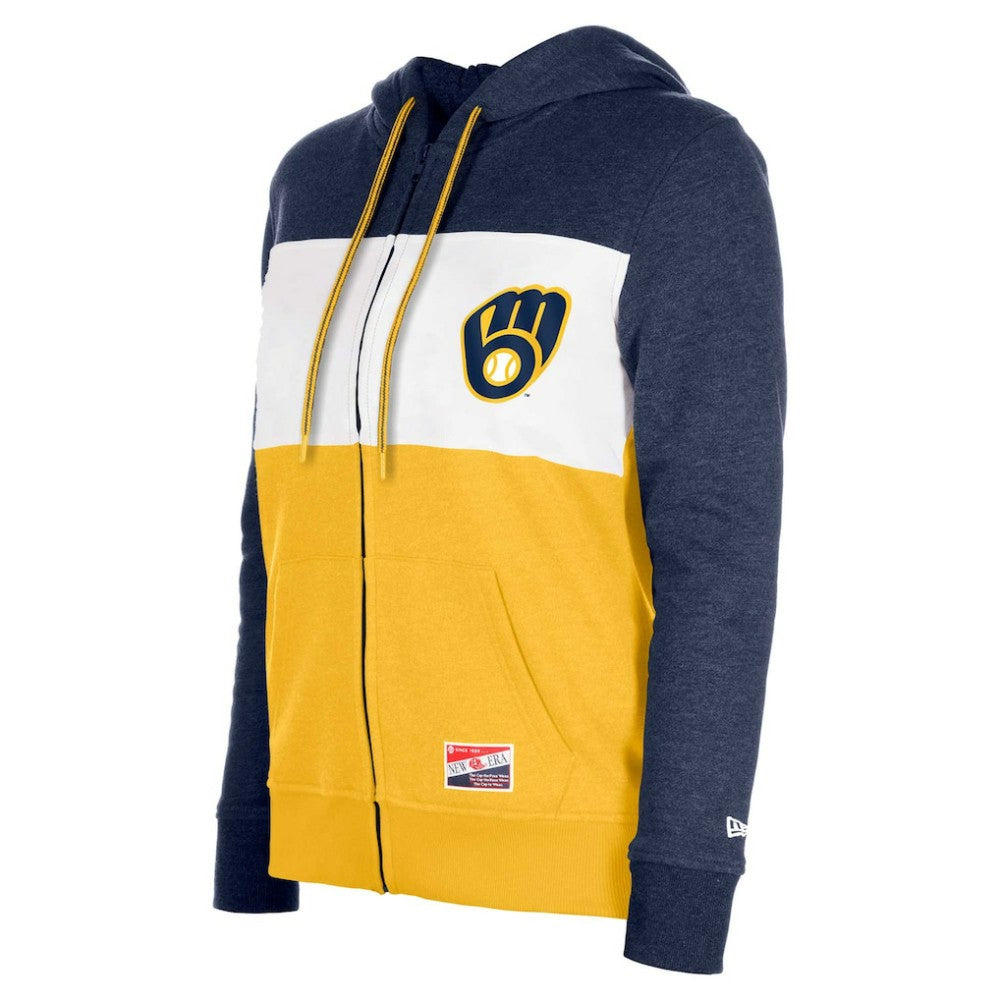 Milwaukee Brewers New Era Women's Color Block Full-Zip Hoodie Jacket | MLB New