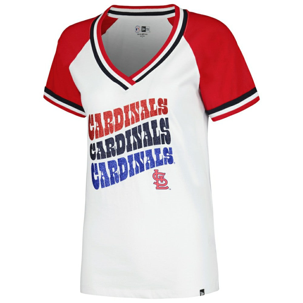 St. Louis Cardinals New Era Women's Jersey Double Binding Raglan V-Neck T-Shirt | MLB On Sale
