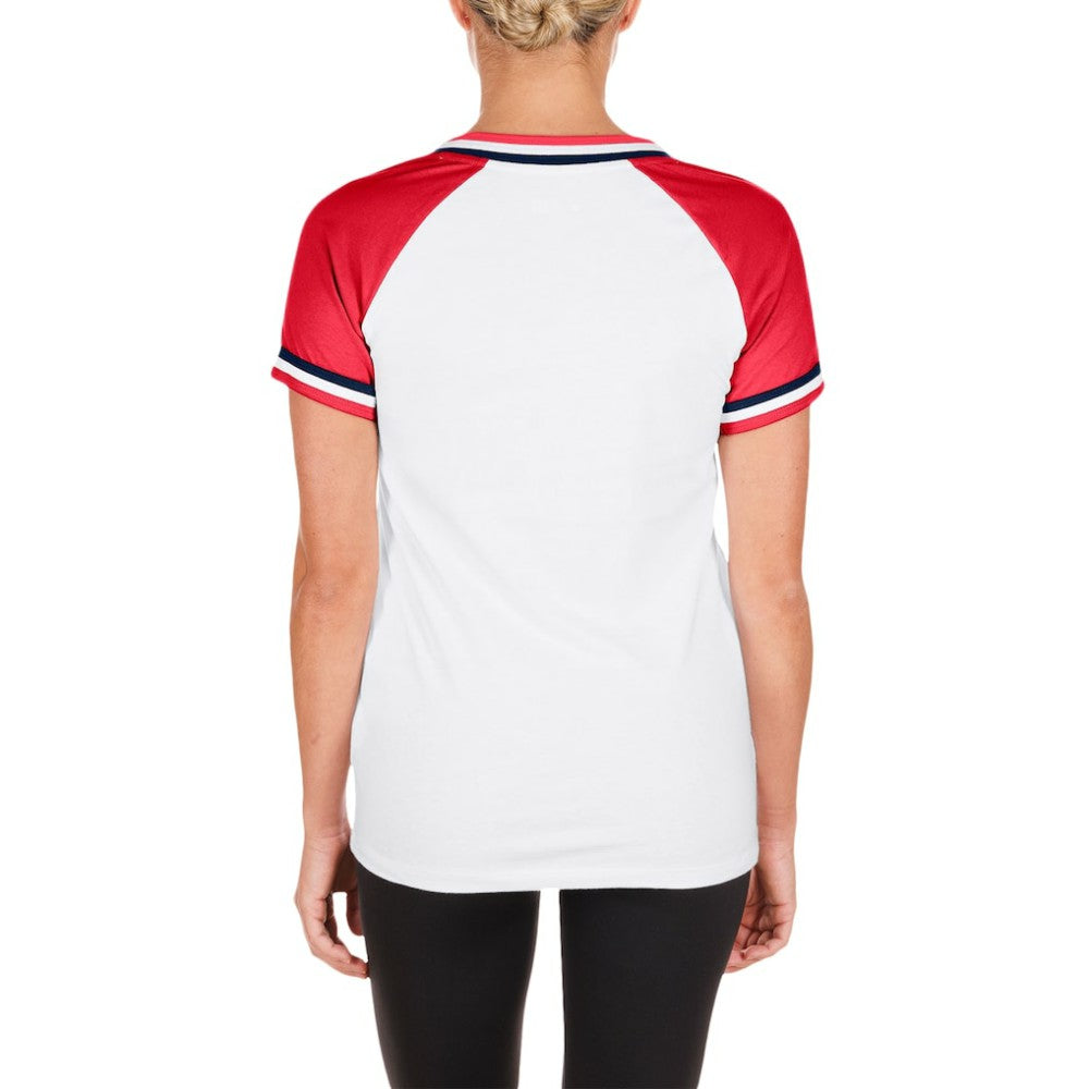 St. Louis Cardinals New Era Women's Jersey Double Binding Raglan V-Neck T-Shirt | MLB On Sale