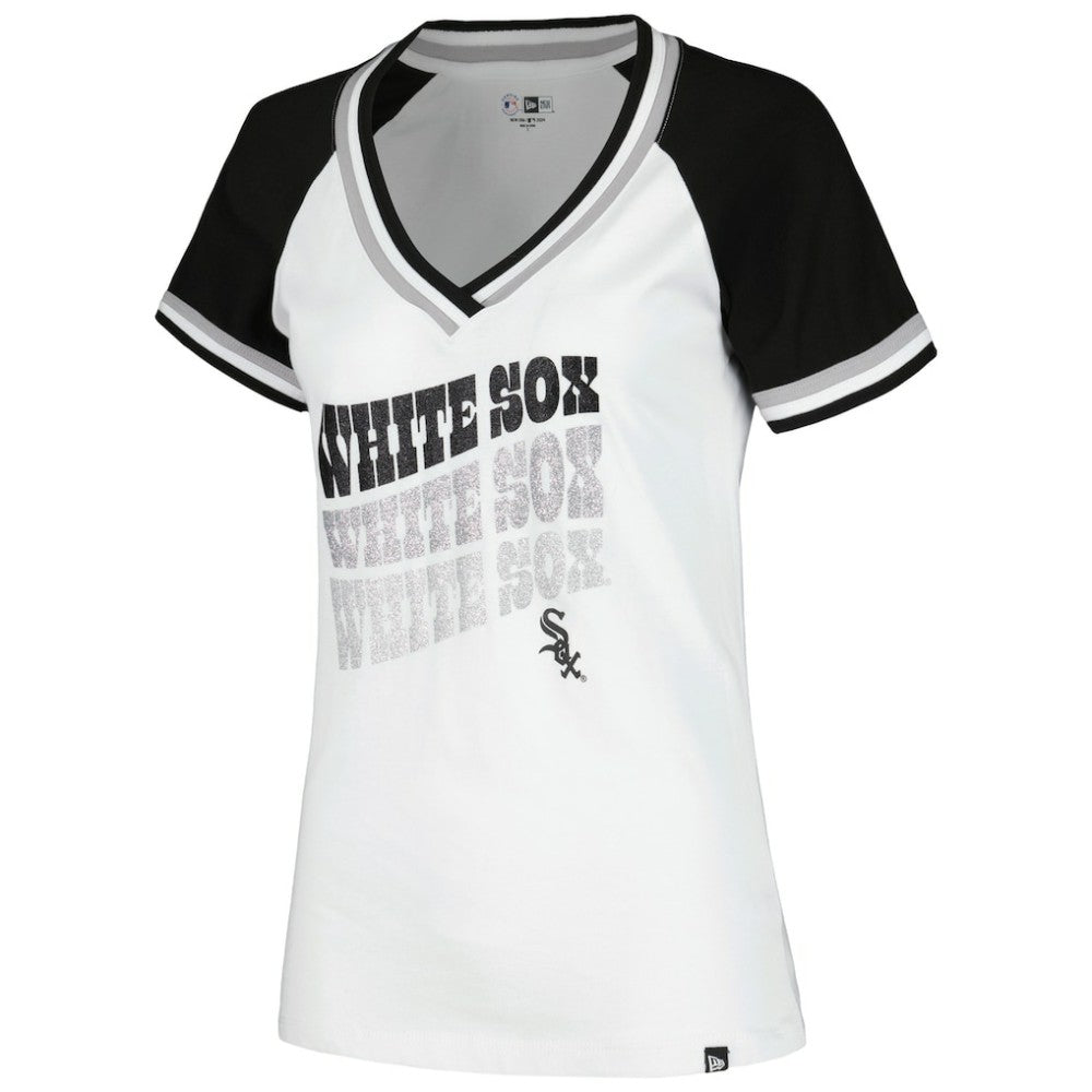 Chicago White Sox New Era Women's Jersey Double Binding Raglan V-Neck T-Shirt | MLB Near me