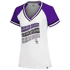 Colorado Rockies New Era Women's Jersey Double Binding Raglan V-Neck T-Shirt | MLB Shop