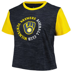 Milwaukee Brewers New Era Women's Plus Size Crossover Back Cropped T-Shirt | MLB On Sale
