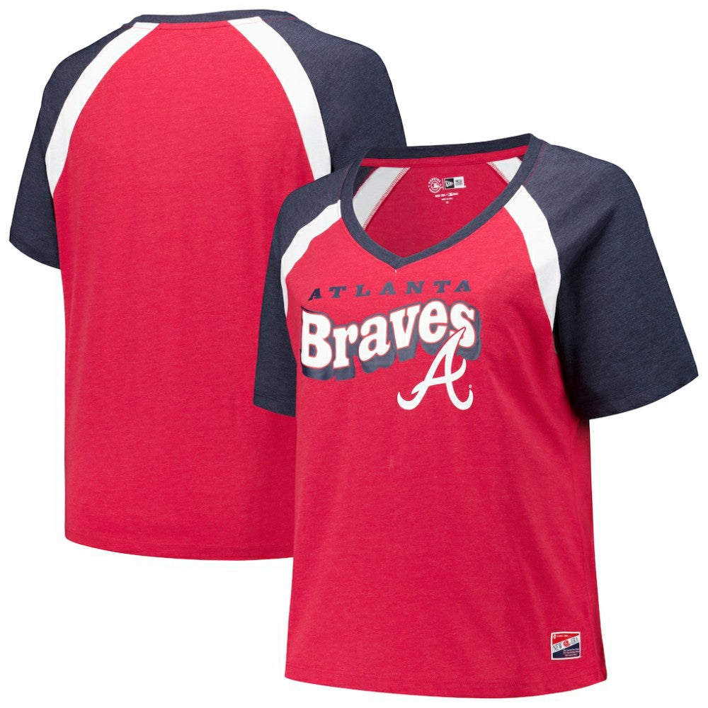 Atlanta Braves New Era Women's Plus Size Raglan V-Neck T-Shirt | MLB For sale