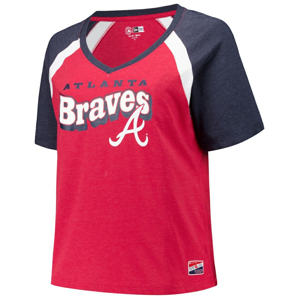 Atlanta Braves New Era Women's Plus Size Raglan V-Neck T-Shirt | MLB For sale