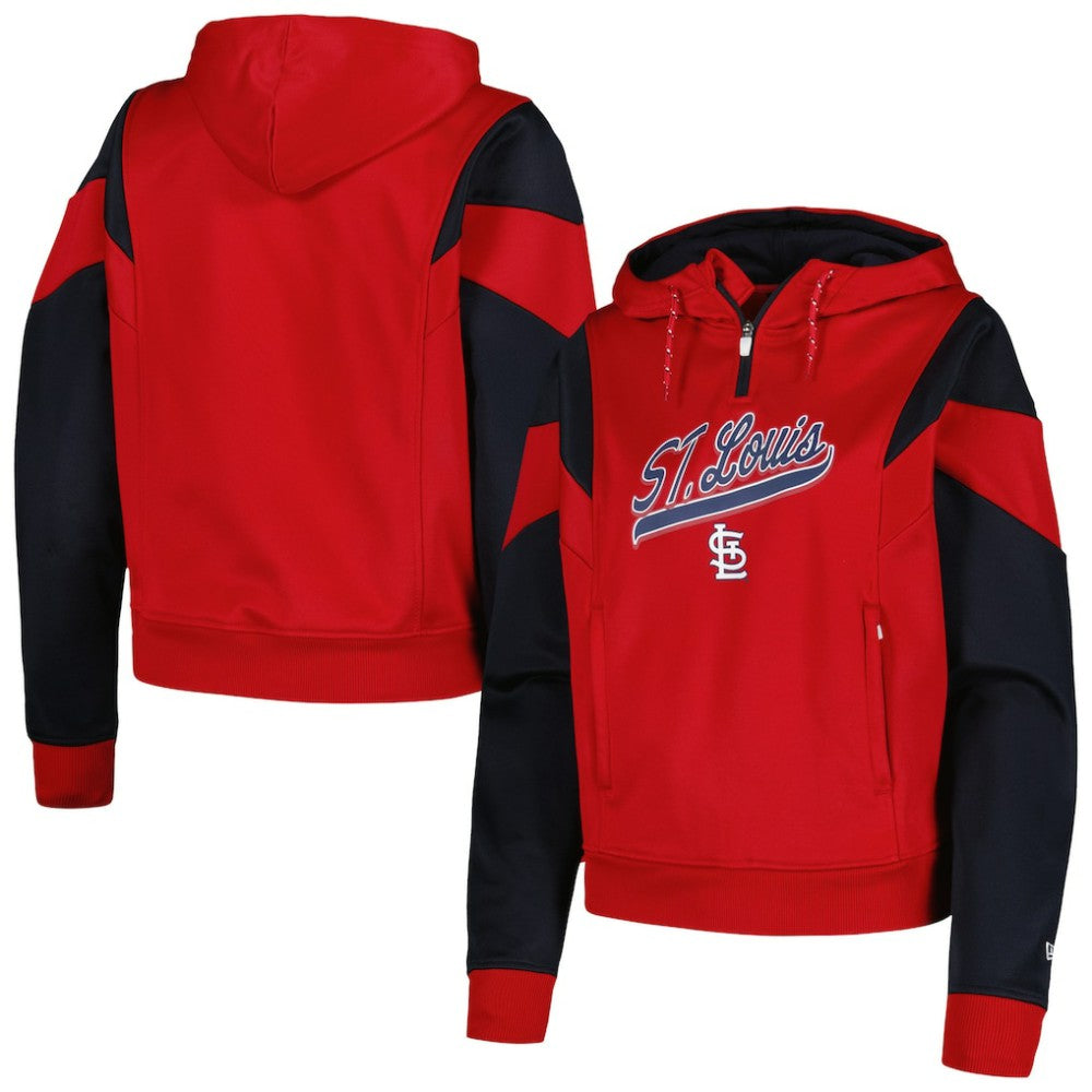 St. Louis Cardinals New Era Women's Color Block Fleece Quarter-Zip Hoodie | MLB US