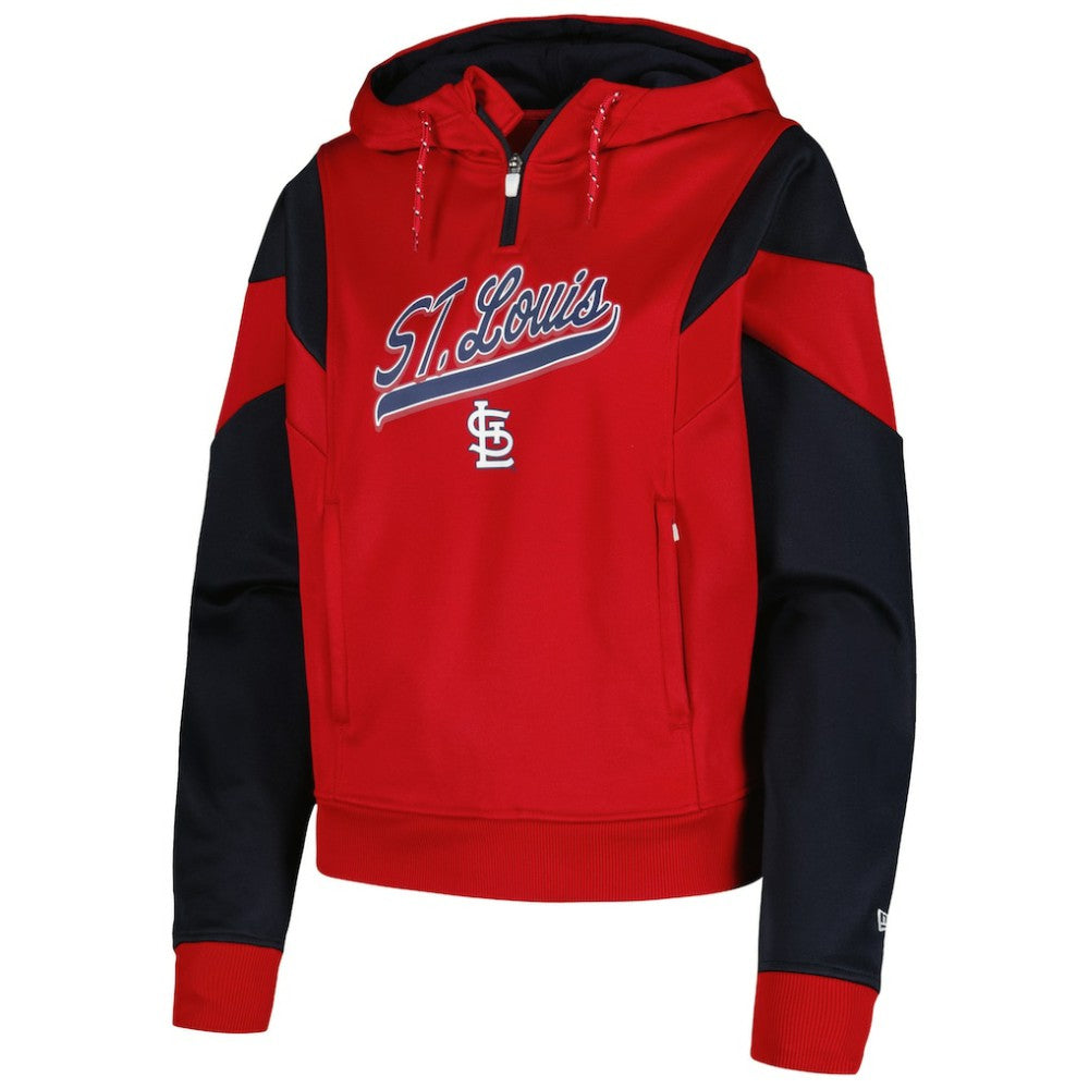 St. Louis Cardinals New Era Women's Color Block Fleece Quarter-Zip Hoodie | MLB US