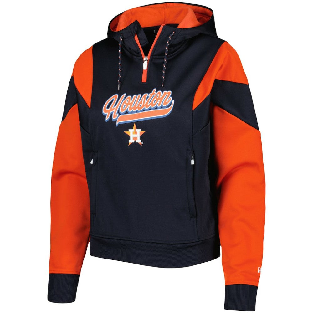 Houston Astros New Era Women's Color Block Fleece Quarter-Zip Hoodie | MLB Discount