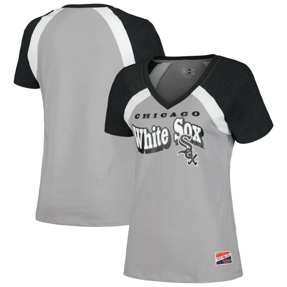 Chicago White Sox New Era Women's Heathered Raglan V-Neck T-Shirt | MLB Online