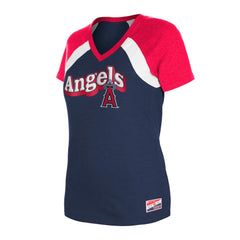 Los Angeles Angels New Era Women's Heathered Raglan V-Neck T-Shirt | MLB Discount