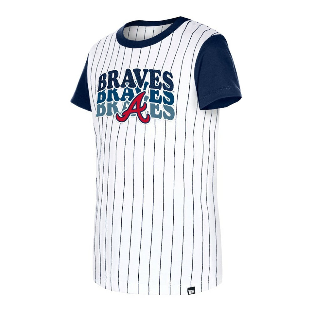 Atlanta Braves New Era Girls Youth Pinstripe T-Shirt | MLB Shop