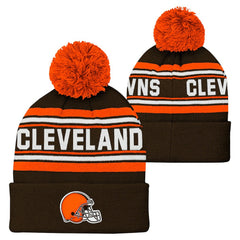 Cleveland Browns  Youth Jacquard Cuffed Knit Hat with Pom