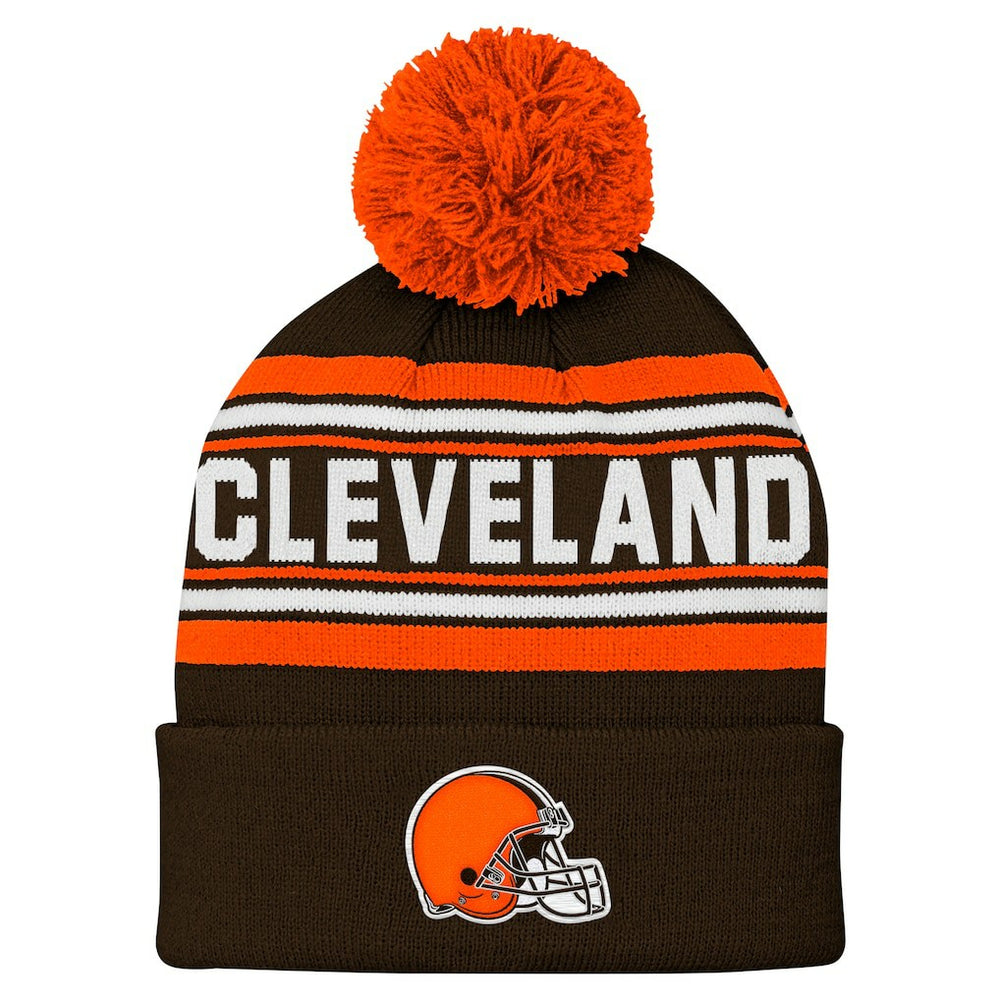 Cleveland Browns  Youth Jacquard Cuffed Knit Hat with Pom
