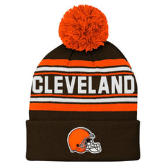 Cleveland Browns  Youth Jacquard Cuffed Knit Hat with Pom