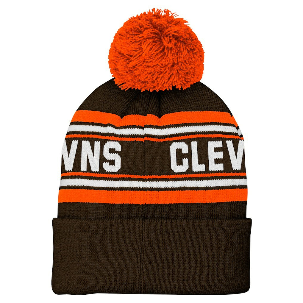 Cleveland Browns  Youth Jacquard Cuffed Knit Hat with Pom