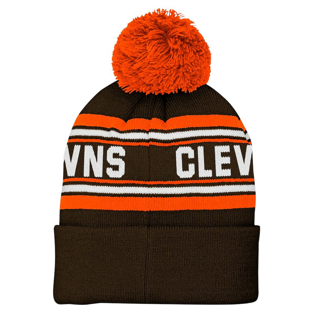 Cleveland Browns  Youth Jacquard Cuffed Knit Hat with Pom