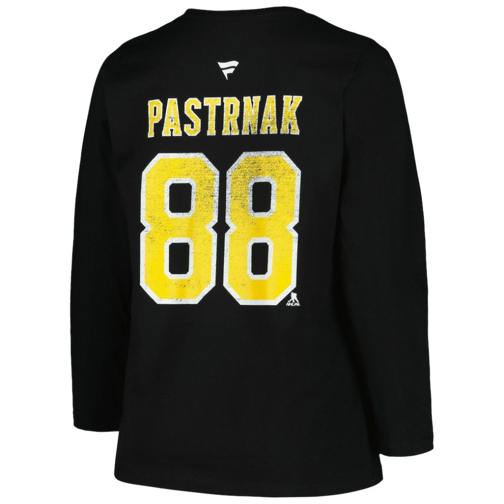 Boston Bruins Profile Women's Plus Size Distressed Printed Name & Number Long Sleeve T-Shirt On Sale