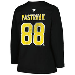 Boston Bruins Profile Women's Plus Size Distressed Printed Name & Number Long Sleeve T-Shirt On Sale