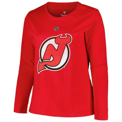 New Jersey Devils Profile Women's Plus Size Distressed Printed Name & Number Long Sleeve T-Shirt Outlet