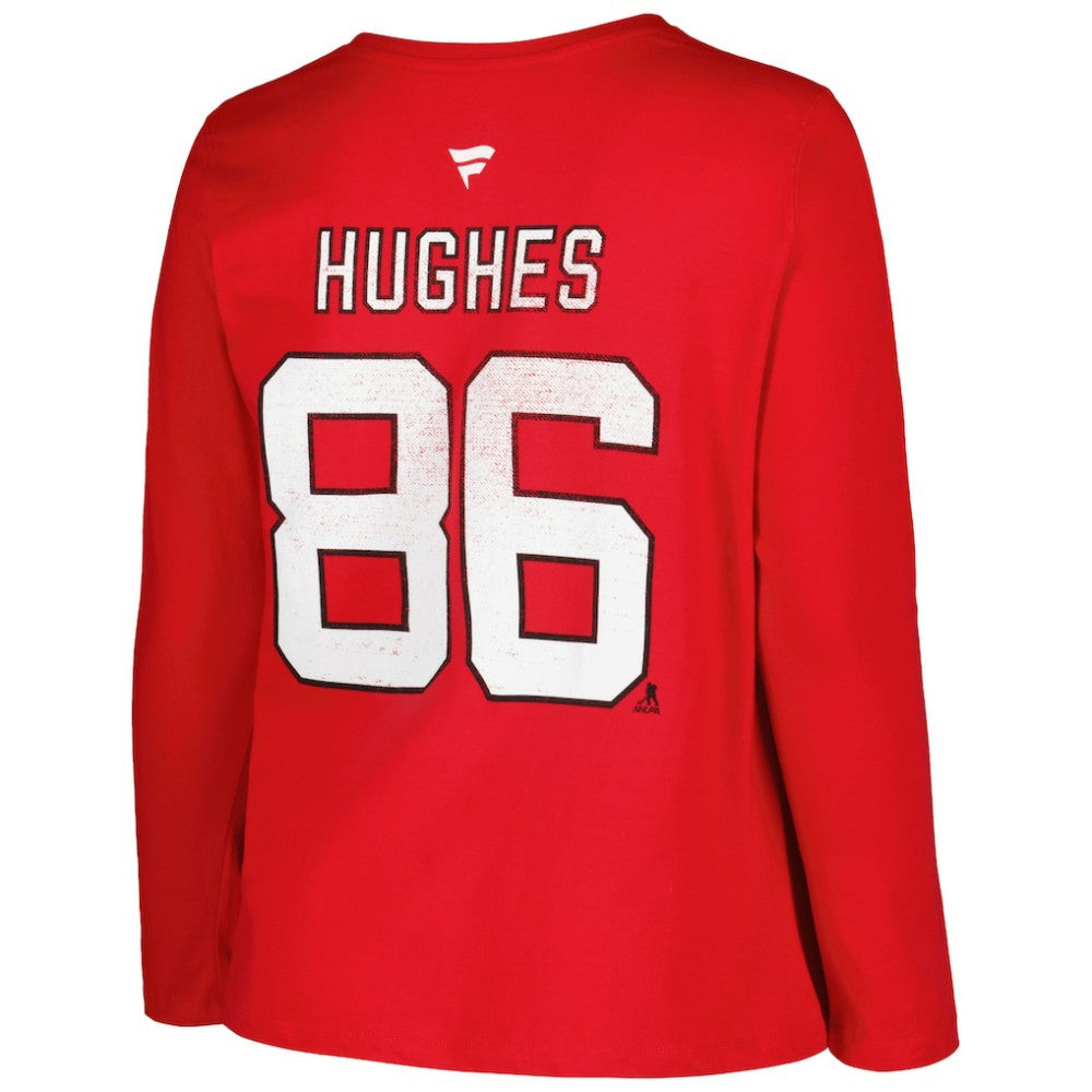 New Jersey Devils Profile Women's Plus Size Distressed Printed Name & Number Long Sleeve T-Shirt Outlet