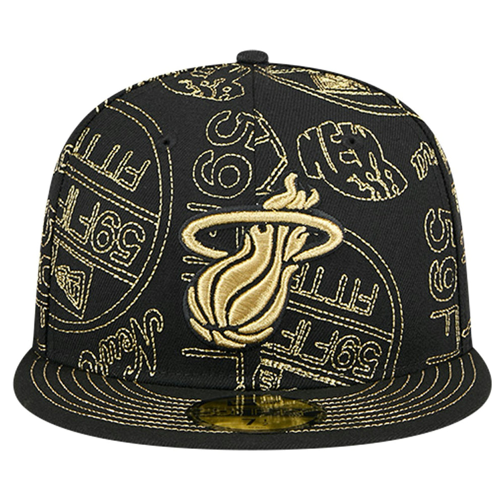Miami Heat 59FIFTY Day Allover Print Stencil Fitted Hat Online