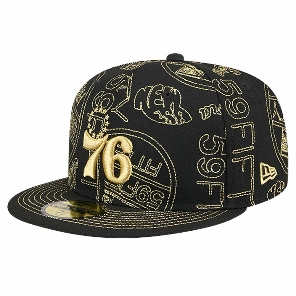 Philadelphia 76ers 59FIFTY Day Allover Print Stencil Fitted Hat Outlet
